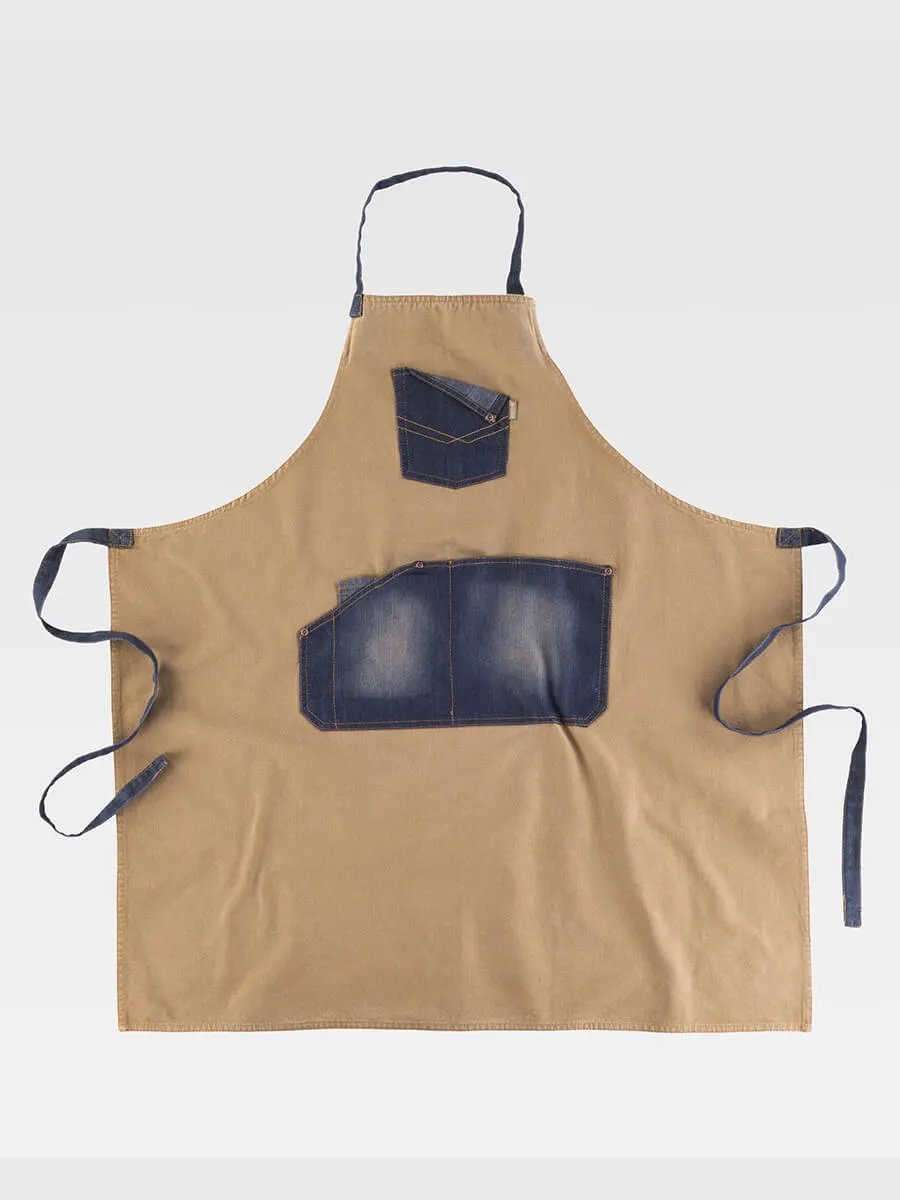 Grembiule Con Pettorina  Tessuto Canvas E Denim