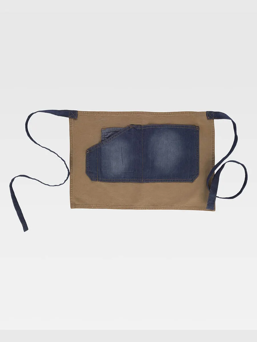 Grembiule Senza Pettorina Corto Tessuto Canvas E Denim