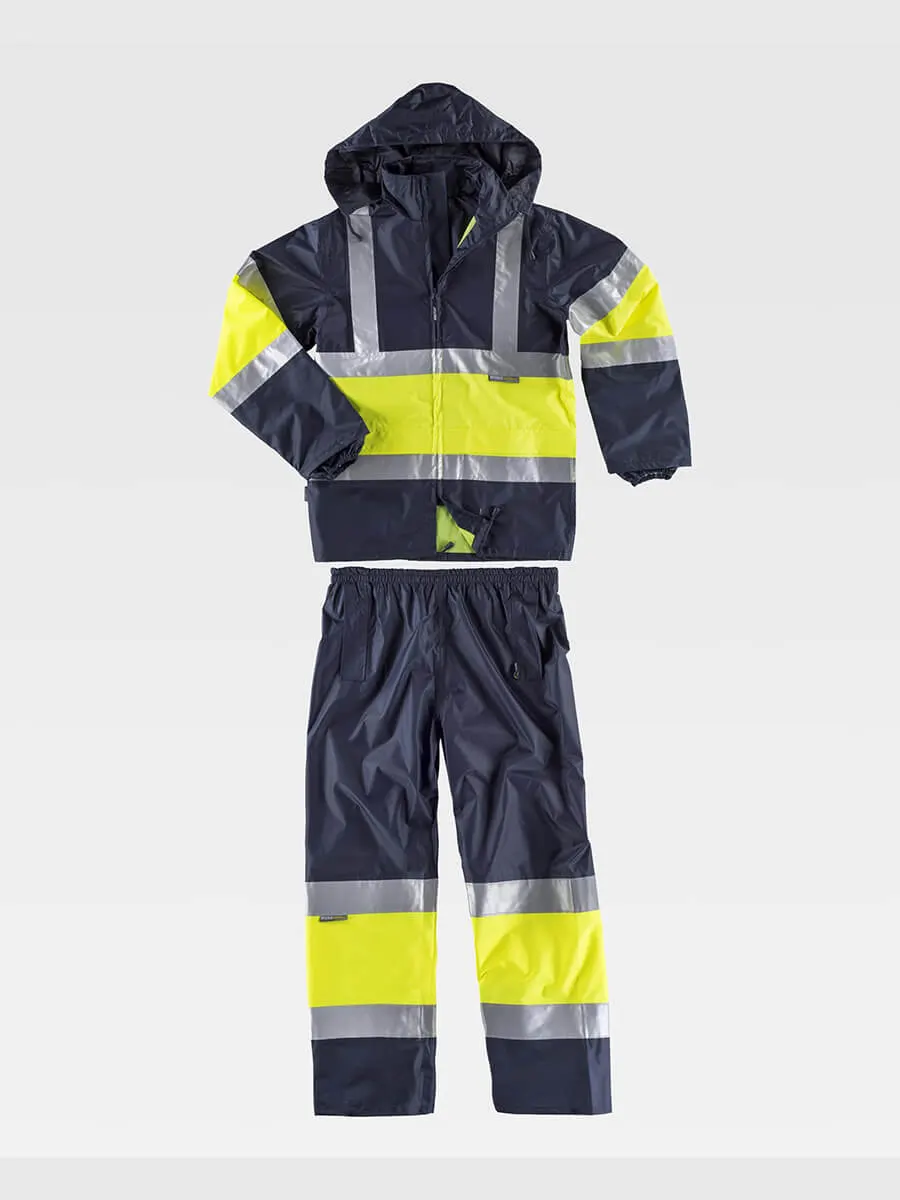Completo Impermeabile Giacca + Pantalone Alta Visibilita Classe 2
