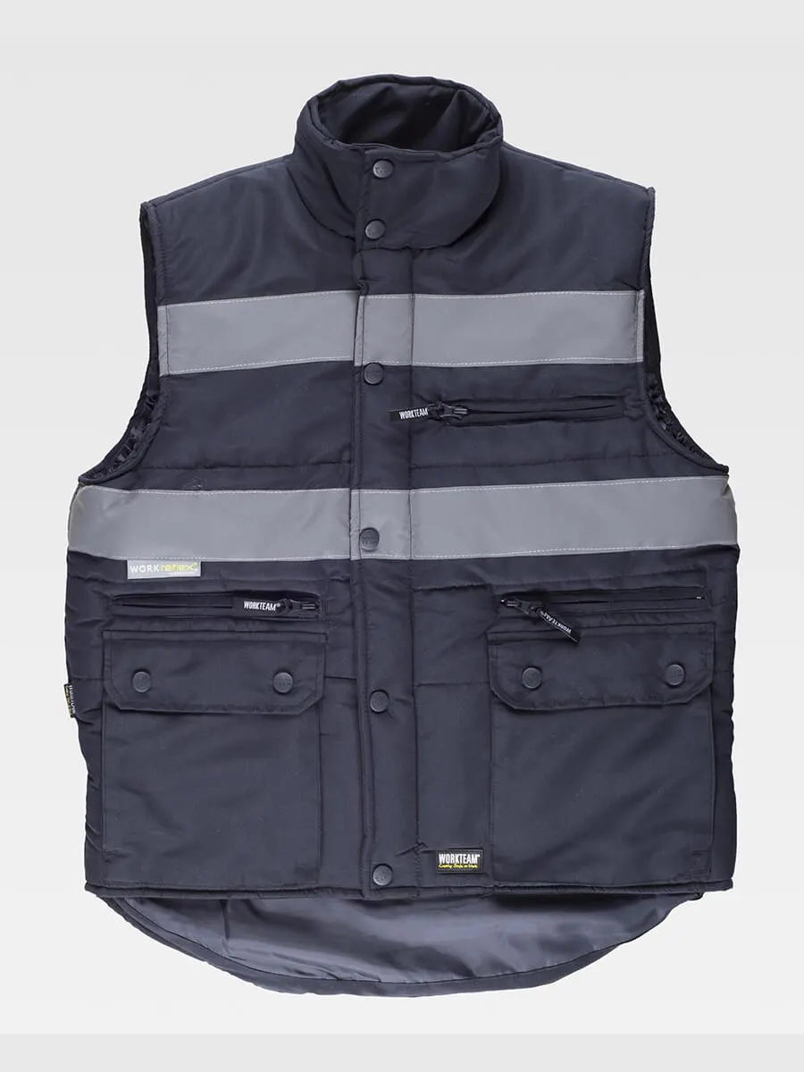Gilet Multitasche Imbottito Bande Rifrangenti