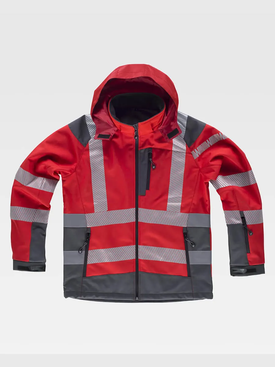 Softshell Con Cappuccio Bande Rifrangenti Discontinue