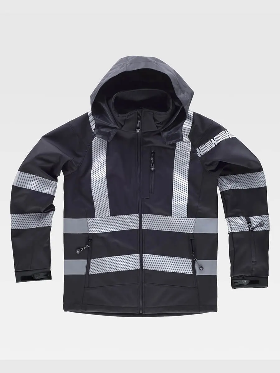Softshell Con Cappuccio Bande Rifrangenti Discontinue