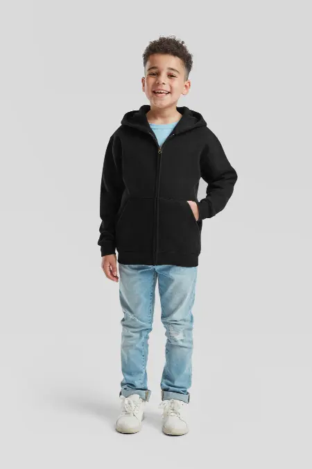 Felpa Zip + Cappuccio Bambino 70/30 Fruit of the Loom all'ingrosso
