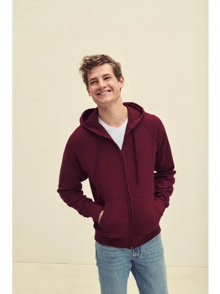 Felpa Zip + Cappuccio Uomo Leggera Fruit of the Loom all'ingrosso