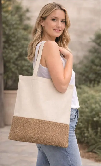 Shopper In Cotone E Juta all'ingrosso