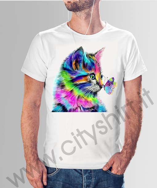 La T-shirt  Gatto con farfalla