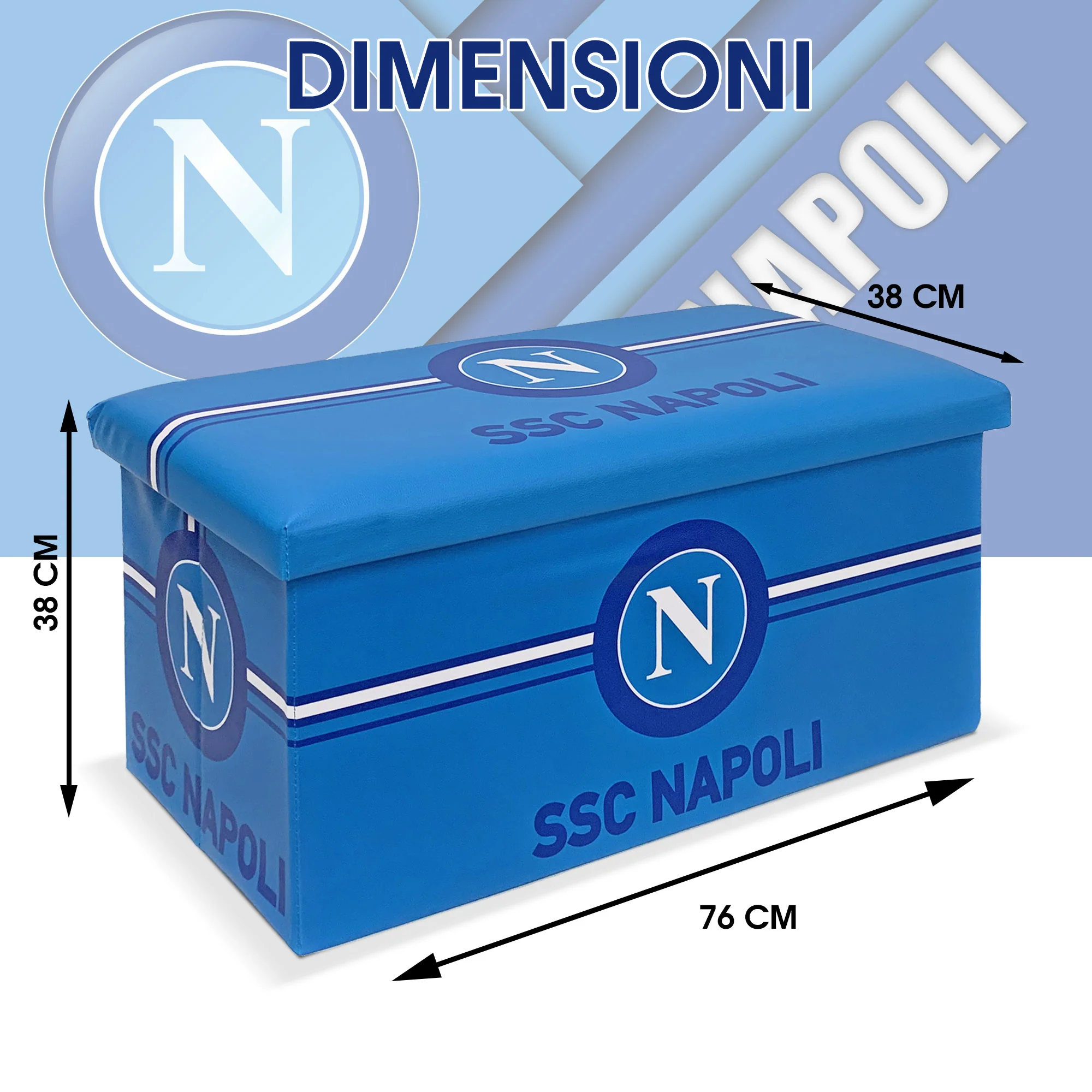Panca rettangolare Pouf contenitore SSC Napoli ufficiale