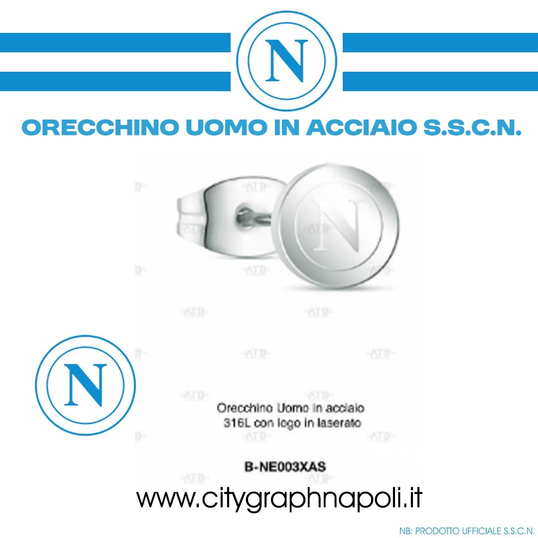 Orecchino Uomo in acciaio calcio napoli
