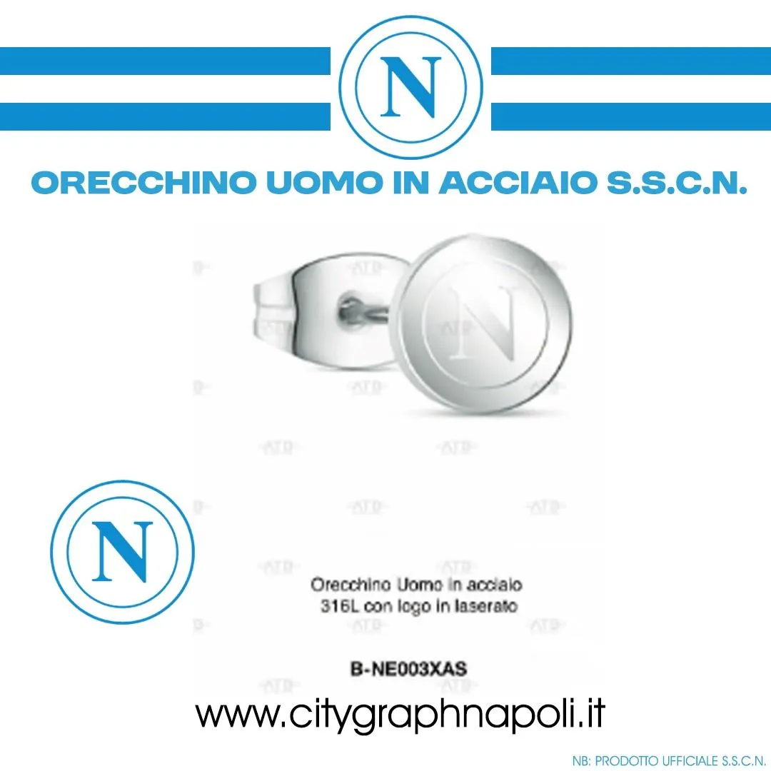 Orecchino Uomo in acciaio calcio napoli